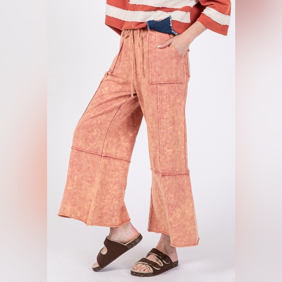 Mineral Washed Terry Wide Leg Pants - Picture 3 of 5